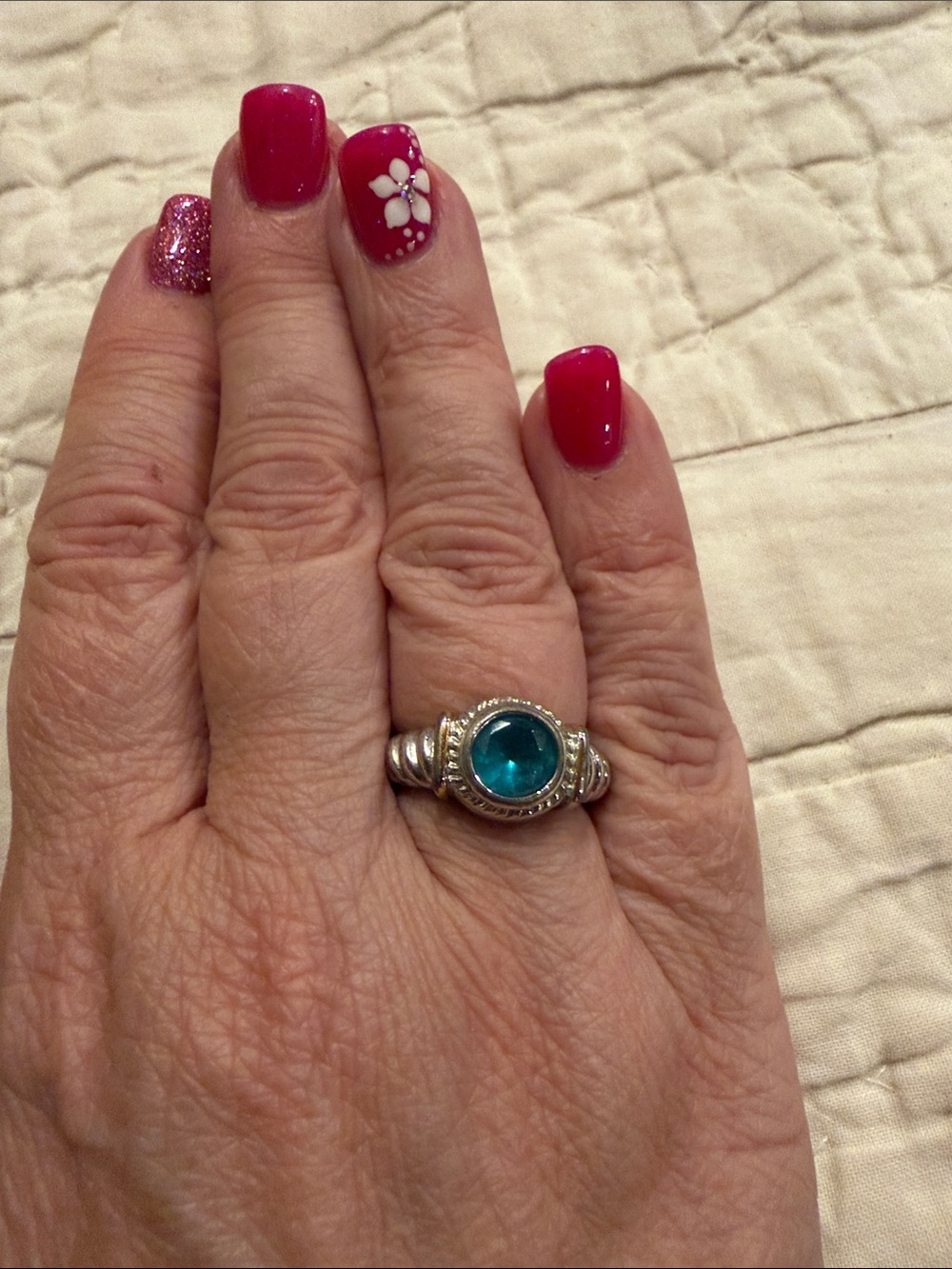 Sterling Silver Blue Gemstone Statement Ring - Women's Jewelry